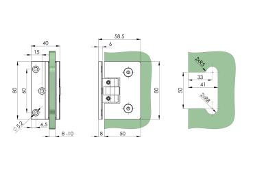 Messing Türbeschlag Scharniere für Schwingtür Glastür Pendeltür Chrom Verchromt